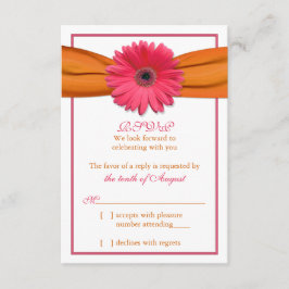 Roze Gerber Daisy Sinaasappel Lint Bruiloft RSVP A
