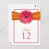 Roze Gerber Daisy Sinaasappel Lint Tafelnummer Kaa (Voorkant / Achterkant)