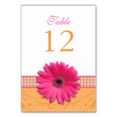 Roze Gerber Daisy Sinaasappel Plaid Ribbon bruilof Kaart (Voorkant)