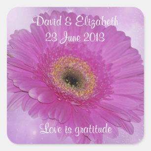 Roze Gerber daisy slaat de datum op Vierkante Sticker