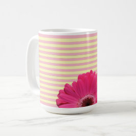 Roze Gerber Daisy Snoep Stripe Coffee Mok