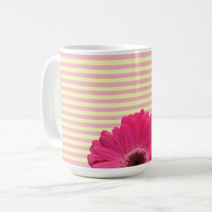 Roze Gerber Daisy Snoep Stripe Coffee Mok