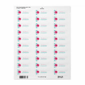 Roze Gerber Daisy Turquoise Bloemen Trouwadres Etiket (Full Sheet)
