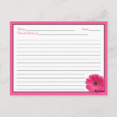 Roze Gerber Daisy Vrijgezellenfeest Recept Kaart (Achterkant)