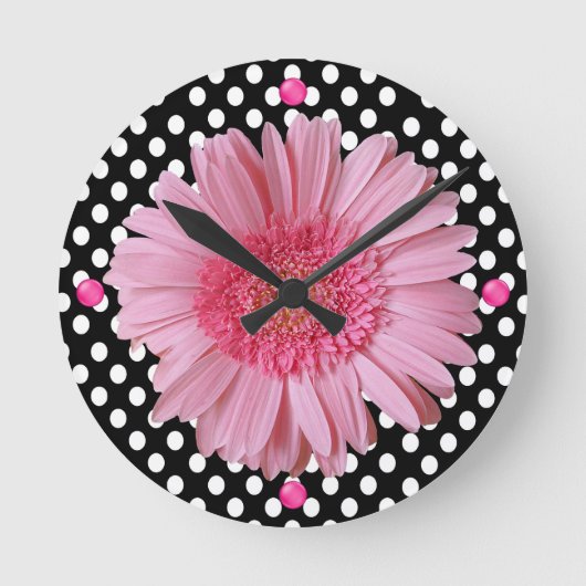  roze Gerber Daisy Wall klok (Voorkant)