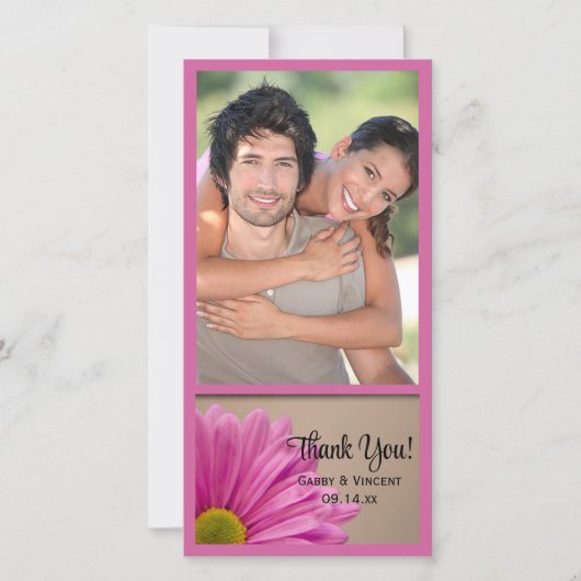 Roze Gerber Daisy Wedding Bedankt voor je foto (Voorkant)