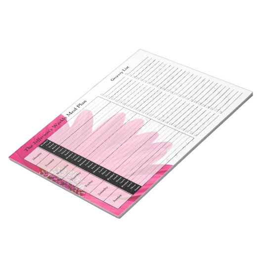 Roze Gerber Daisy Weekly Personalized Meal Planner Notitieblok (Schuin)