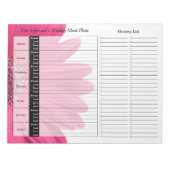 Roze Gerber Daisy Weekly Personalized Meal Planner Notitieblok (Voorkant)