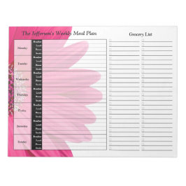 Roze Gerber Daisy Weekly Personalized Meal Planner Notitieblok