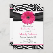 Roze Gerber Daisy Zebra Print Bachelorette Party Kaart (Voorkant / Achterkant)