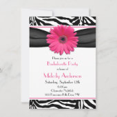 Roze Gerber Daisy Zebra Print Bachelorette Party Kaart (Voorkant)