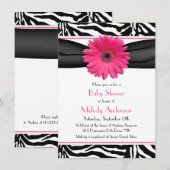 Roze Gerber Daisy Zebra Print Girl Baby shower Kaart (Voorkant / Achterkant)