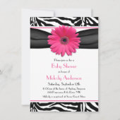 Roze Gerber Daisy Zebra Print Girl Baby shower Kaart (Voorkant)