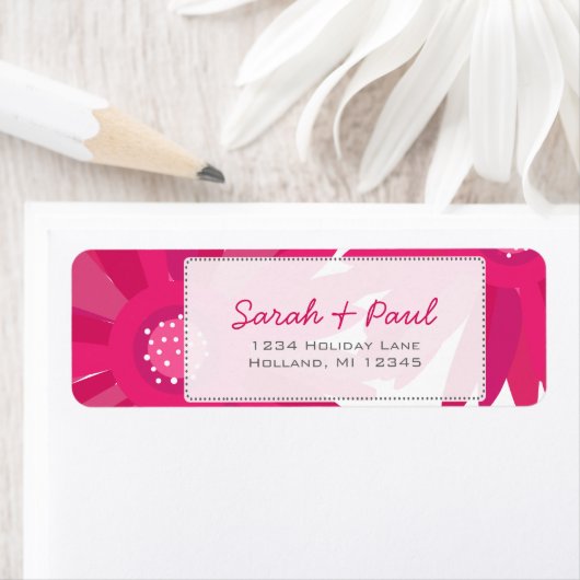 Roze Gerber Flowers Return Address Label (Insitu)