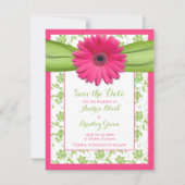 Roze Gerber Green Floral Damask sparen de Kaart va (Voorkant)