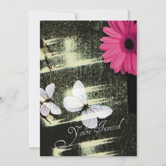 Roze Gerber Madeliefje Vlinder Droom Verjaardagsfe Kaart (Voorkant)