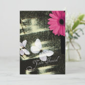 Roze Gerber Madeliefje Vlinder Droom Verjaardagsfe Kaart (Staand voorkant)