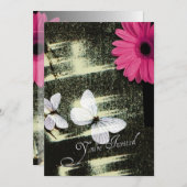 Roze Gerber Madeliefje Vlinder Droom Verjaardagsfe Kaart (Voorkant / Achterkant)