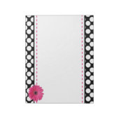 Roze gerber maisy zwart-witte stip notitieblok (Linkerzijde)