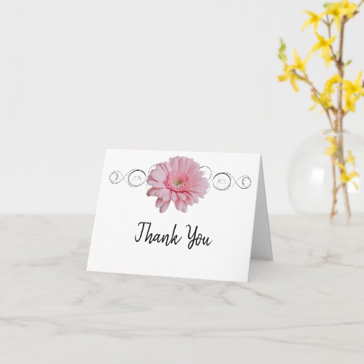 Roze Gerber-Margriet Bedankkaart Kaart (Gele Bloem)
