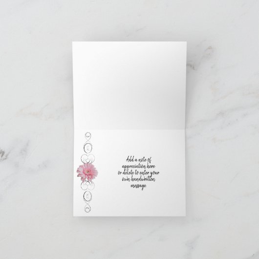 Roze Gerber-Margriet Bedankkaart Kaart (Binnen)