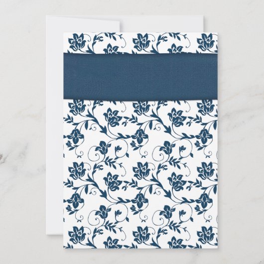 Roze Gerber Navy Damask Bridal Shower Uitnodiging (Achterkant)