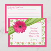 Roze Gerber Recipe Kaart voor een succesvol huweli (Voorkant / Achterkant)