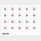 Roze Gerber Turquoise Bloemen Bruiloft Envelop Sea Hart Sticker (Vel)