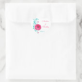 Roze Gerber Turquoise Bloemen Bruiloft Envelop Sea Hart Sticker (Tas)