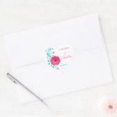 Roze Gerber Turquoise Bloemen Bruiloft Envelop Sea Hart Sticker (Envelop)