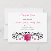 Roze Gerbera Black White Floral Save the Date Kaar (Achterkant)
