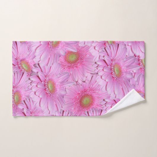 Roze Gerbera bloemen, badkamer handdoek set, (Handdoek)