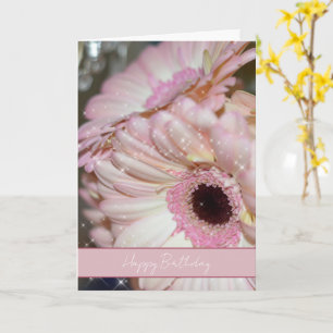 Roze Gerbera Bloemen Schitteren Verjaardag Kaart