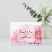 Roze Gerbera Daisies Elegant Foto bedankt Briefkaart (Staand voorkant)