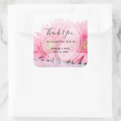 Roze Gerbera Daisies Elegant Foto bedankt Vierkante Sticker (Tas)