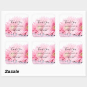 Roze Gerbera Daisies Elegant Foto bedankt Vierkante Sticker (Vel)