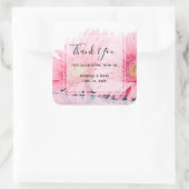 Roze Gerbera Daisies Elegant Foto bedankt Vierkante Sticker (Tas)