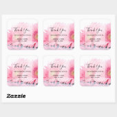 Roze Gerbera Daisies Elegant Foto bedankt Vierkante Sticker (Vel)