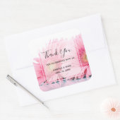 Roze Gerbera Daisies Elegant Foto bedankt Vierkante Sticker (Envelop)