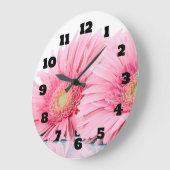 Roze Gerbera Daisies Elegant Foto Grote Klok (Hoek)