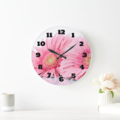 Roze Gerbera Daisies Elegant Foto Grote Klok (Huis)