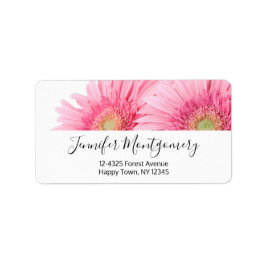 Roze Gerbera Daisies Elegant fotolabel Etiket
