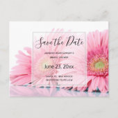 Roze Gerbera Daisies Elegant Photo Save the Date Uitnodiging Briefkaart (Voorkant)