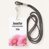 Roze Gerbera Daisies Elegant Photography Badge (Achterkant met draagriem)