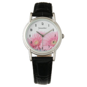 Roze Gerbera Daisies Elegant Photography Horloge