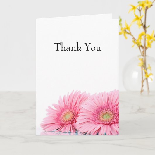 Roze Gerbera Daisies Elegant Photography Kaart (Gele Bloem)