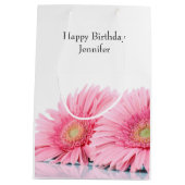 Roze Gerbera Daisies Elegant Photography Medium Cadeauzakje (Achterkant)