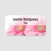 Roze Gerbera Daisies Elegant Photography Naamplaatje (Voorkant)
