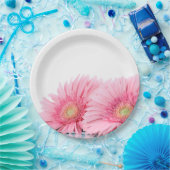 Roze Gerbera Daisies Elegant Photography Papieren Bordje (Feest)