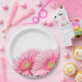 Roze Gerbera Daisies Elegant Photography Papieren Bordje (Feest)